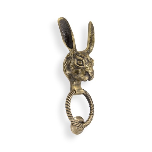 Antique brass hare door - antique,