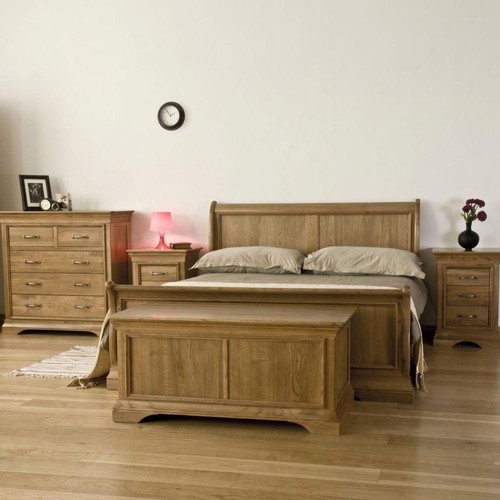 Solid oak double bed - oak,