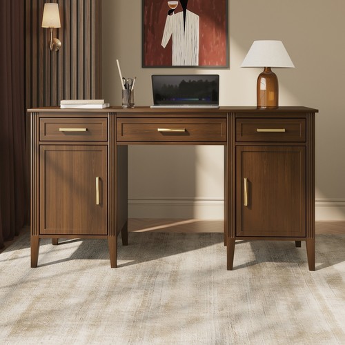 Walnut office desk with - office,