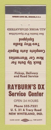 Matchbook cover rayburn - matchbook,