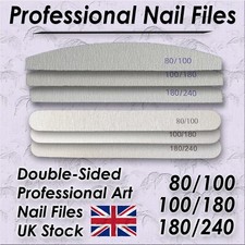80/100/180/240 Grit Nail Files Half Moon Emery Board Nails File Straight Curved