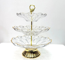 Cake Stand 3 Layer gold rim
