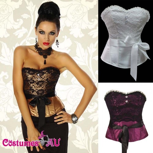 Burlesque boned satin corset - boned,