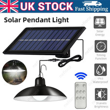 LED Solar Powered Pendant Hanging Light Lamp Outdoor Garden Yard Shed Lighting