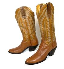 Paul Bond Brown Smooth Ostrich Classic Cowboy Boots  - Wms Size 6.5B - Vintage