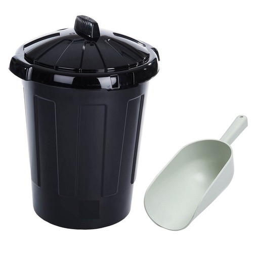 80l black plastic dustbin home - dustbin,