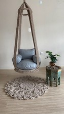 Brown Cotton Macrame Swing, Hanging Chair, Hängesessel, Swing Chair