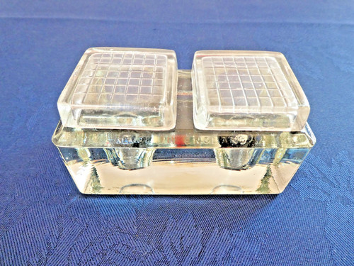 Vintage glass twin - twin, inkwell