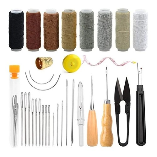 Leather waxed thread stitching - leather,