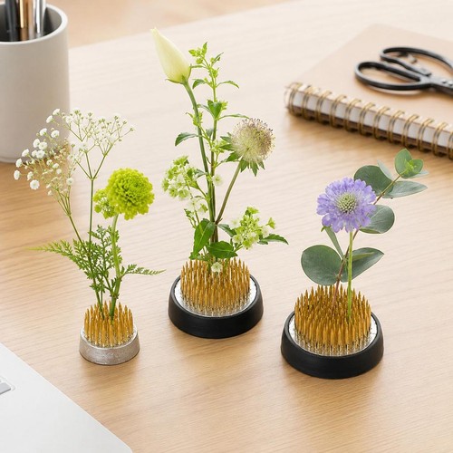 3xcopper needle flower frog - needle,