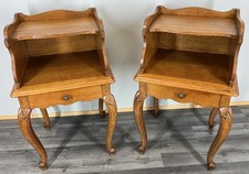 Pair of Bedside Tables Vintage French Louis Oak Cabinets with Drawers LOT 4447