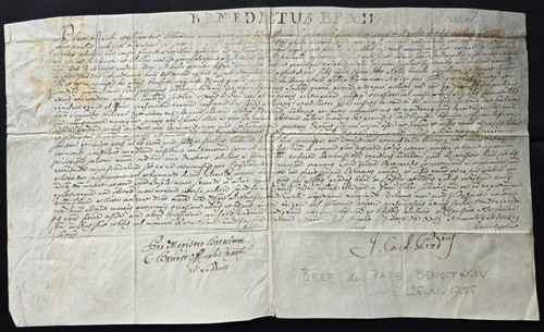 1756 rare papal brief - papal, pope