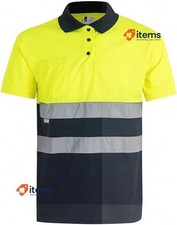 VELILLA HIGH Visibility Polo 173 Navy Blue and Fluorescent Yellow Large
