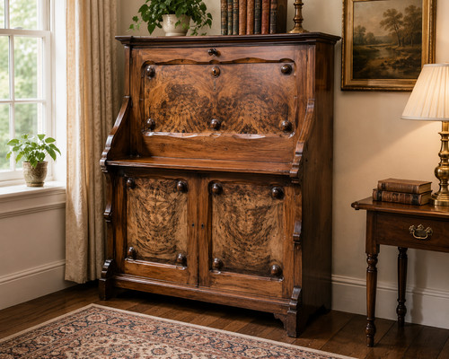 Antique walnut secretaire - antique,