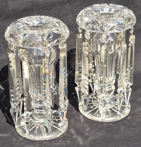 Antique pair crystal glass - pair,