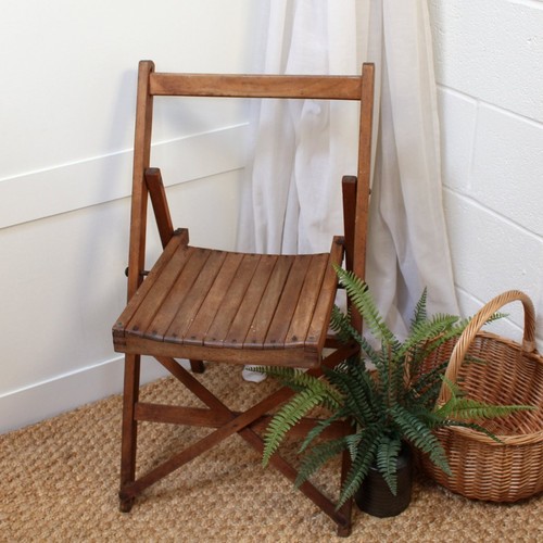 Vintage wooden folding chair - vintage,