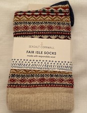 Seasalt Womens Fair Isle Socks - Water Avens Aran Multi - New - Adult Size 4-7