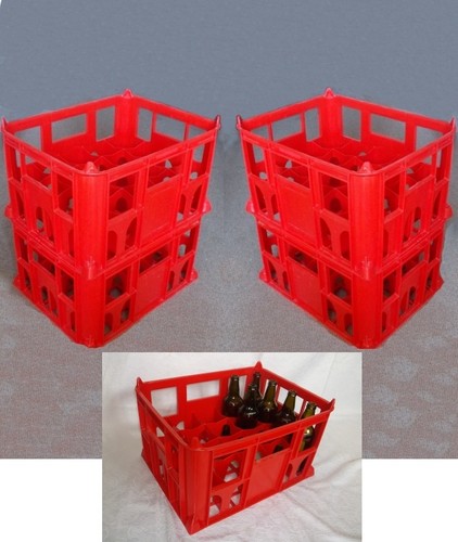 Plastic beer milk crates red - beer/milk,