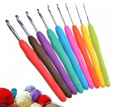 9Pcs Crochet Hooks Set Soft Grip Handles Knitting Needles Aluminum For Beginner