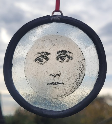 Stained glass moon suncatcher - glass,