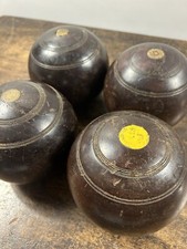 Set of 4  Vintage Wood Lignum Vitae Lawn Bowls Ideal Wood Turning