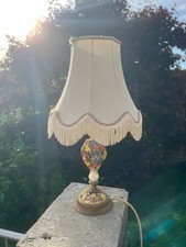 Vintage Capodimonte Porcelain & Brass Floral Lamp Fully Working 1960’s