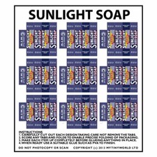 Dolls House Miniature sheet of 9 Sunlight Soap Boxes