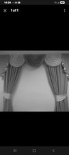 SWAGS AND TAILS+ CURTAINS  GREY/WHITE + T/B 90X66X90 UNLINED