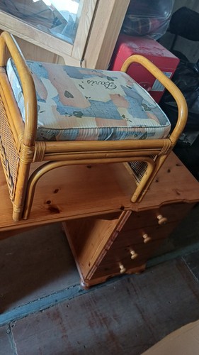 Bamboo rattan footstool stool - bamboo,