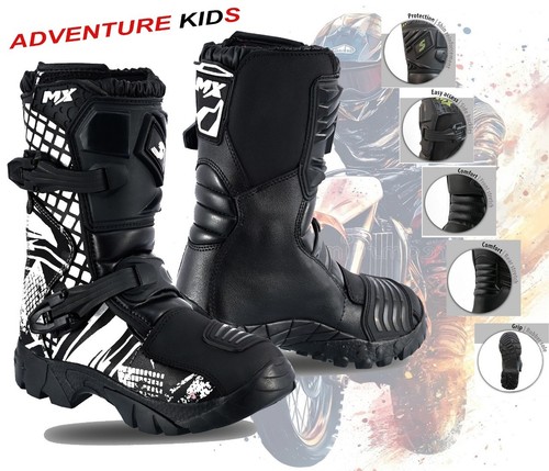 Kids black white leather off - kids,