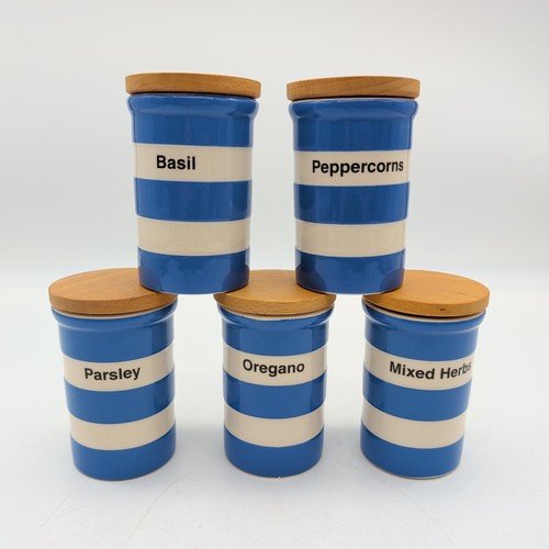 Green cornishware herb jars - tg,