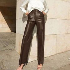 Ladies Work Faux Leather Pants