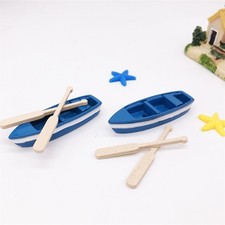 Mini Boat with Wooden Oars - Nautical Beach Scene Decor - DIY Micro Landscape