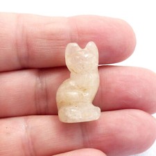 Gemstone Cat Hand Carved Ornament Rose Quartz Amethyst Kambaba Jasper Goldstone