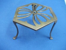 Edwardian Brass Trivet Elegant 10cm tall x 8.5cm wide legs 9.5cm