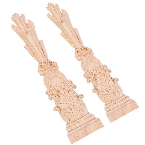 2pcs wooden carved unpainted - wooden,