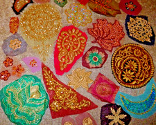 Sparkly Indian Sari Fabric Motifs Boho Junk/Craft Embellishments 26 Pcs