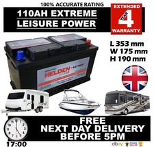 12V 110AH LEISURE BATTERY HEAVY DUTY LOW HEIGHT (110 AH AMP)100% ACCURATE RATING