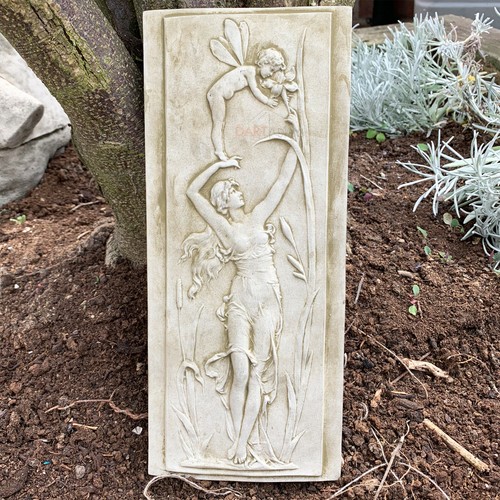 Stone nymph and cherub wall - and,