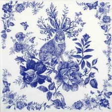 4x Single Paper Napkins for Decoupage and Party - Fairytale Hare blue