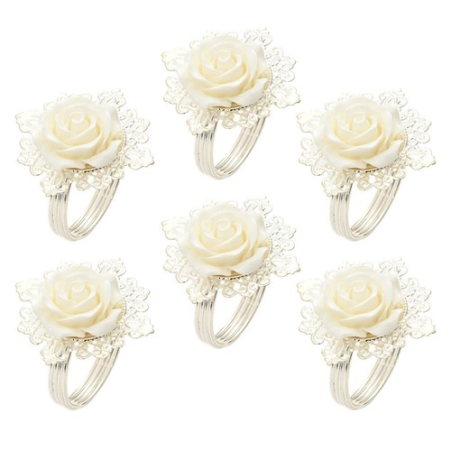 6pcs rose design napkin - napkin, rings