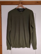 James Pringle Green Fine Knit Cotton Cashmere Jumper Size M