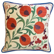 45 x 43 cm Vintage Handmade Uzbek Suzani Cushion Cover Afghan Embroidered Silk