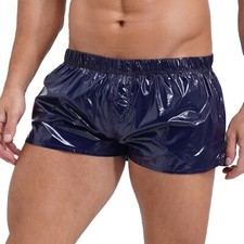 Men's Metallic Shiny Boxer Shorts Hot Pant Wet Look Gym Club Sportwear Swimwear 