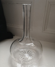 Antique Victorian Decanter Wine Water Carafe Petal Cut Glass Etched Stars Nice 