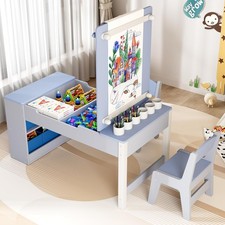 Kids Art Table Chair Set Wooden Children Painting Crafting Desk Play Table