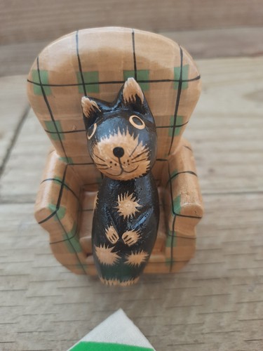 Hand carved wooden cat - carved,