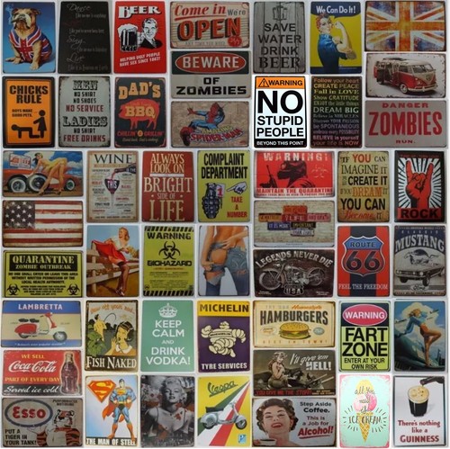 Tin metal sign plaque - tin,