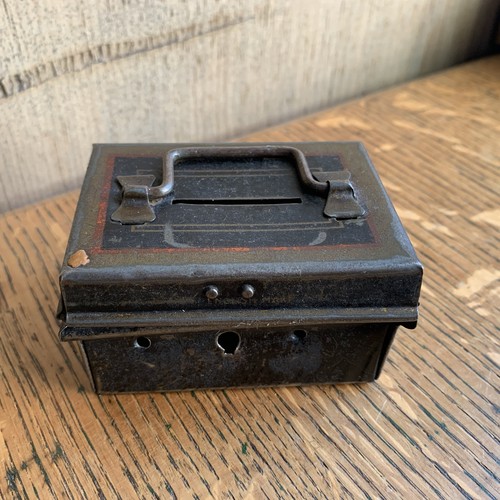 Vintage miniature tin coinbox - miniature,