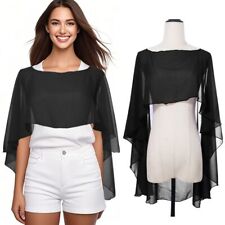 Long Wedding Capes Solid Color Chiffon Shrug Evening Cover Up  Womens Ladies